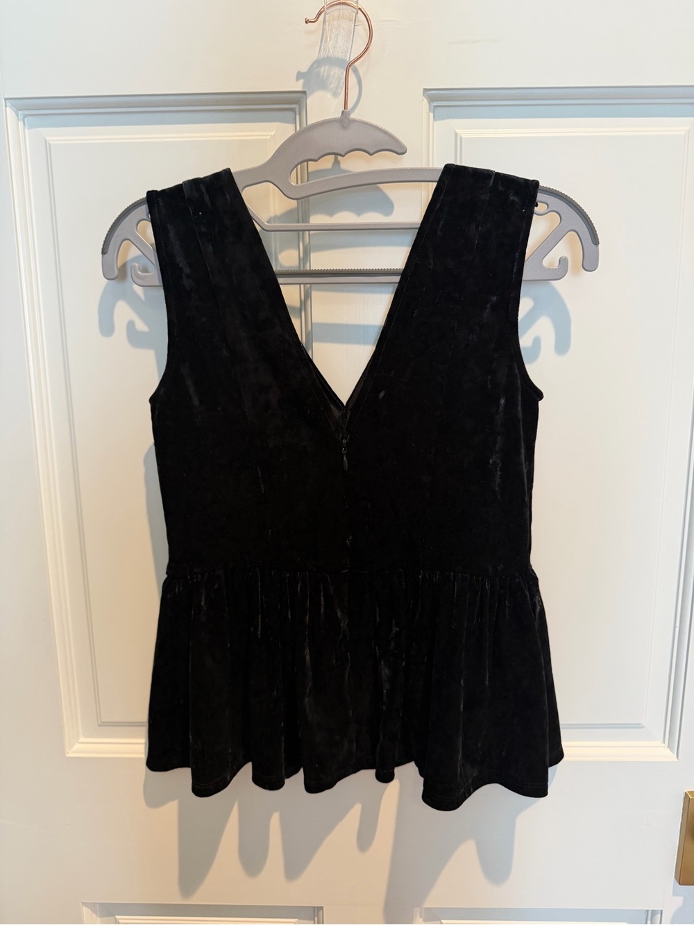 BCBGeneration Black Velvet V-Neck Peplum Tunic